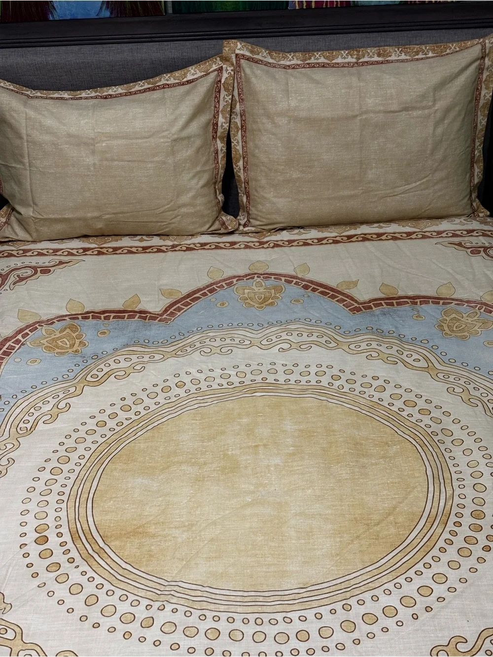 Chic Gold & Blue Medallion Comforter Set